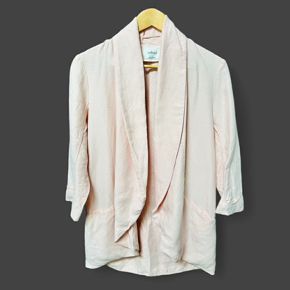 Aritzia Wilfred Blazer Linen Blend Pink Size 0 - Picture 3 of 4